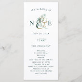 Eucalyptus Ampersand Gold Green Wedding Programmakaart (Voorkant)
