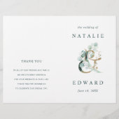Eucalyptus Ampersand Gold Green Wedding Programme (Voorkant)