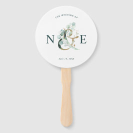 Eucalyptus Ampersand Gold Green Wedding Programme Handwaaier