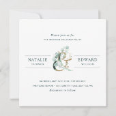 Eucalyptus Ampersand Gold Green Wedding Square Kaart (Voorkant)
