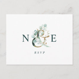 Eucalyptus Ampersand Gold Green Weddingend RSVP Briefkaart