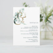 Eucalyptus Ampersand Goud Groen Bruiloft Details Informatiekaartje (Staand voorkant)