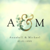Eucalyptus, Ampersand, Monogram, Bruiloft Raamsticker (Vel 3)