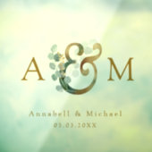 Eucalyptus, Ampersand, Monogram, Bruiloft Raamsticker (Vel 3)