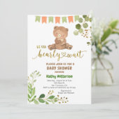 Eucalyptus and Bear We Can Bearly Wait Baby Shower Kaart (Staand voorkant)