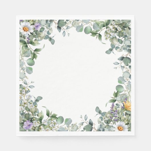 Eucalyptus and Wildflower Elegant Wedding Cocktail Servet (Voorkant)