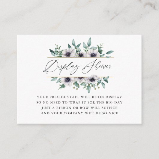 Eucalyptus Anemone Baby shower Display Shower Informatiekaartje (Voorkant)