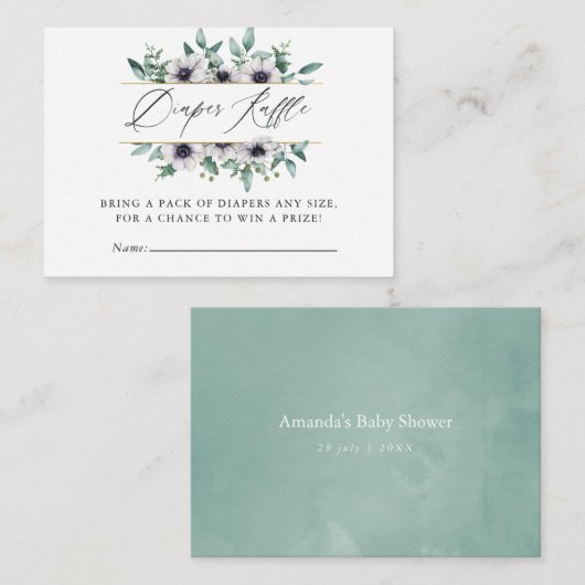 Eucalyptus Anemone Baby shower Informatiekaartje (Voorkant / Achterkant)