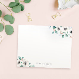 Eucalyptus Anemone Floral-Gepersonaliseerde Statio Notitiekaartje