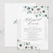 Eucalyptus anemone floral rehearings invitat kaart (Voorkant / Achterkant)