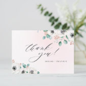 Eucalyptus anemone floral rustige dank u bedankkaart (Staand voorkant)