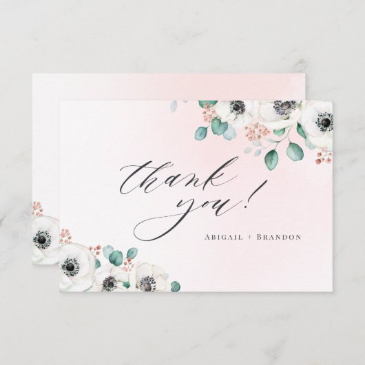 Eucalyptus anemone floral rustige dank u bedankkaart (Voorkant / Achterkant)