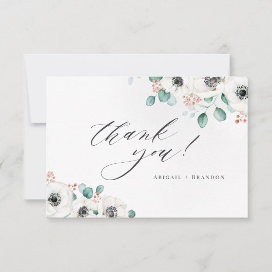 Eucalyptus anemone floral rustige dank u bedankkaart (Voorkant)