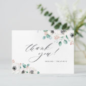 Eucalyptus anemone floral rustige dank u bedankkaart (Staand voorkant)