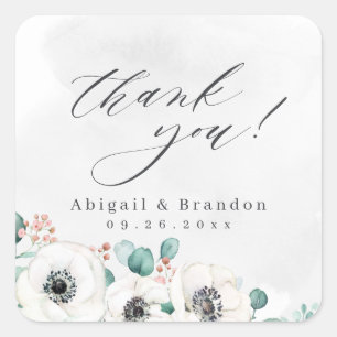 Eucalyptus anemone floral rustige dank u vierkante sticker