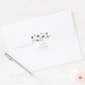 Eucalyptus anemone floral rustige monogram vierkante sticker (Envelop)