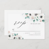 Eucalyptus anemone floral rustious bruiloft RSVP (Voorkant / Achterkant)