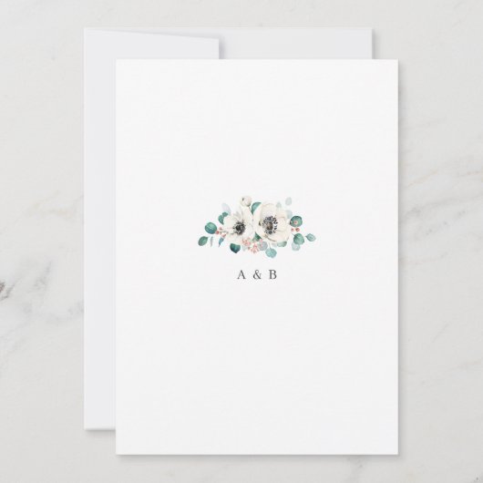 Eucalyptus anemone floral rustitparty inv kaart (Achterkant)