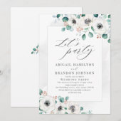 Eucalyptus anemone floral rustitparty inv kaart (Voorkant / Achterkant)