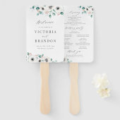 Eucalyptus anemone floral rustitprogramma's handwaaier (Voorkant en achterkant)