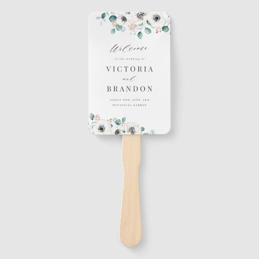 Eucalyptus anemone floral rustitprogramma's handwaaier (Voorkant)