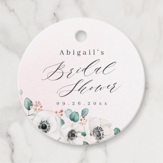 Eucalyptus anemone florale rustige vrijgezellenfee bedankjes labels (Voorkant)