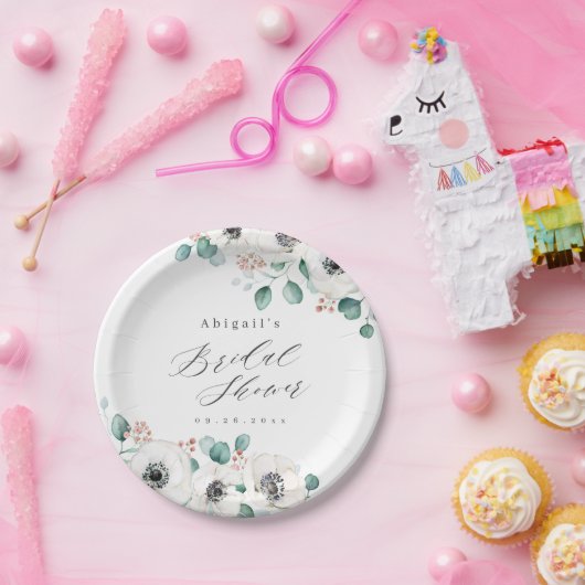 Eucalyptus anemone florale rustige vrijgezellenfee papieren bordje (Feest)