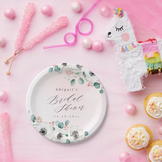 Eucalyptus anemone florale rustige vrijgezellenfee papieren bordje (Feest)