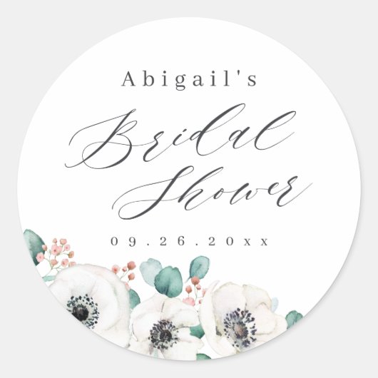 Eucalyptus anemone florale rustige vrijgezellenfee ronde sticker (Voorkant)