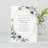 Eucalyptus Anemone Geometric 50th Jubileum Kaart (Staand voorkant)