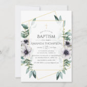 Eucalyptus Anemone Geometric Baptism/Christening Kaart (Voorkant)