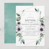 Eucalyptus Anemone Geometric Baptism/Christening Kaart (Voorkant / Achterkant)