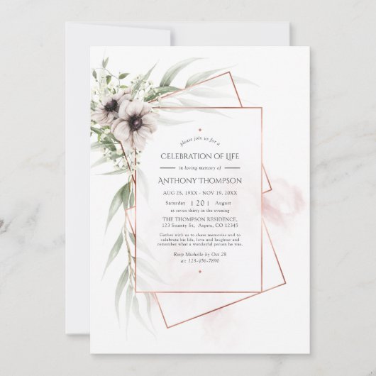 Eucalyptus Anemone Geometric Celebration of Life Kaart (Voorkant)