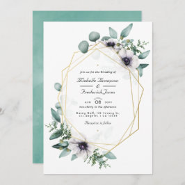 Eucalyptus Anemone Geometric QR Code RSVP Weddensc Kaart