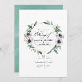 Eucalyptus Anemone Geometric QR Code RSVP Weddensc Kaart