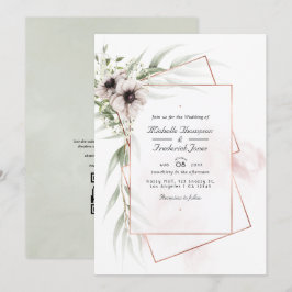 Eucalyptus Anemone Geometric QR Code RSVP Weddensc Kaart