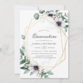 Eucalyptus Anemone Geometric Quinceañera Kaart (Voorkant)