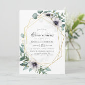 Eucalyptus Anemone Geometric Quinceañera Kaart (Staand voorkant)