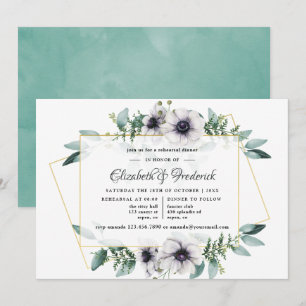 Eucalyptus Anemone Geometric Rehearings Dinner Kaart