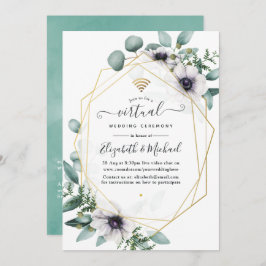 Eucalyptus Anemone Geometric Virtual Weddenschap Kaart