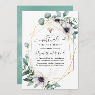 Eucalyptus Anemone Geometric Virtual Weddenschap Kaart