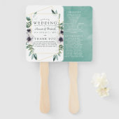 Eucalyptus Anemone Geometric Wedding Programme Handwaaier (Voorkant en achterkant)