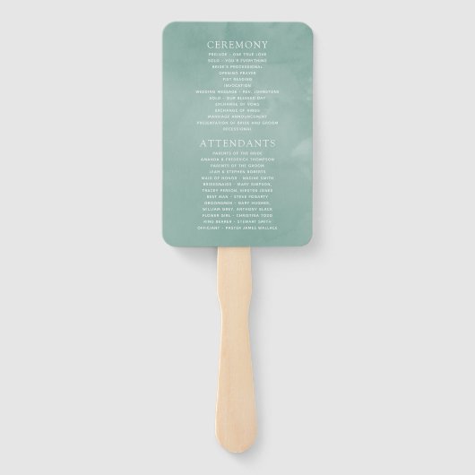 Eucalyptus Anemone Geometric Wedding Programme Handwaaier (Achterkant)