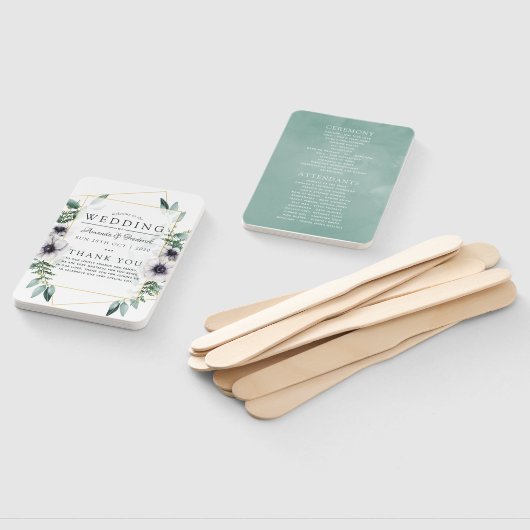 Eucalyptus Anemone Geometric Wedding Programme Handwaaier (Niet-gemonteerd)