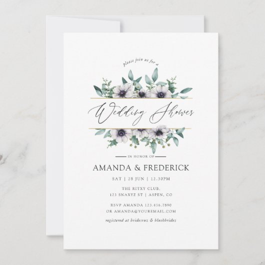 Eucalyptus Anemone Geometric Wedding Shower Kaart (Voorkant)