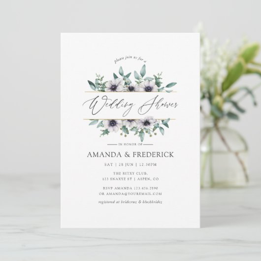 Eucalyptus Anemone Geometric Wedding Shower Kaart (Staand voorkant)