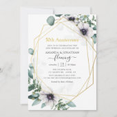 Eucalyptus Anemone Geometrisch 50-jarig Huwelijk Kaart (Voorkant)