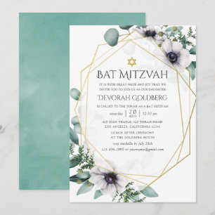 Eucalyptus Anemone Geometrische Bat Mitzvah Kaart