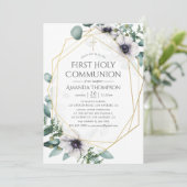 Eucalyptus Anemone Geometrische Eerste Heilige Com Kaart (Staand voorkant)