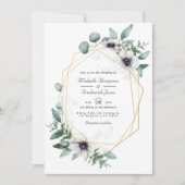 Eucalyptus Anemone Geometrische QR Code RSVP Huwel Kaart (Voorkant)